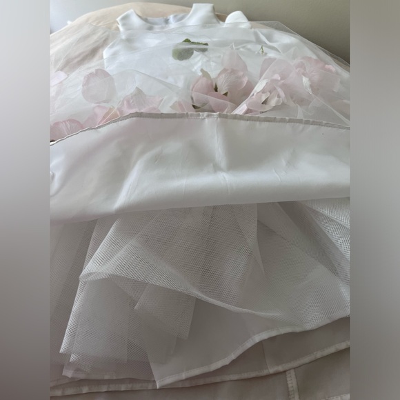 US Angels White Satin Pink Flower Girl Tulle Petal Party Formal Dress 6X 6 - Picture 11 of 17